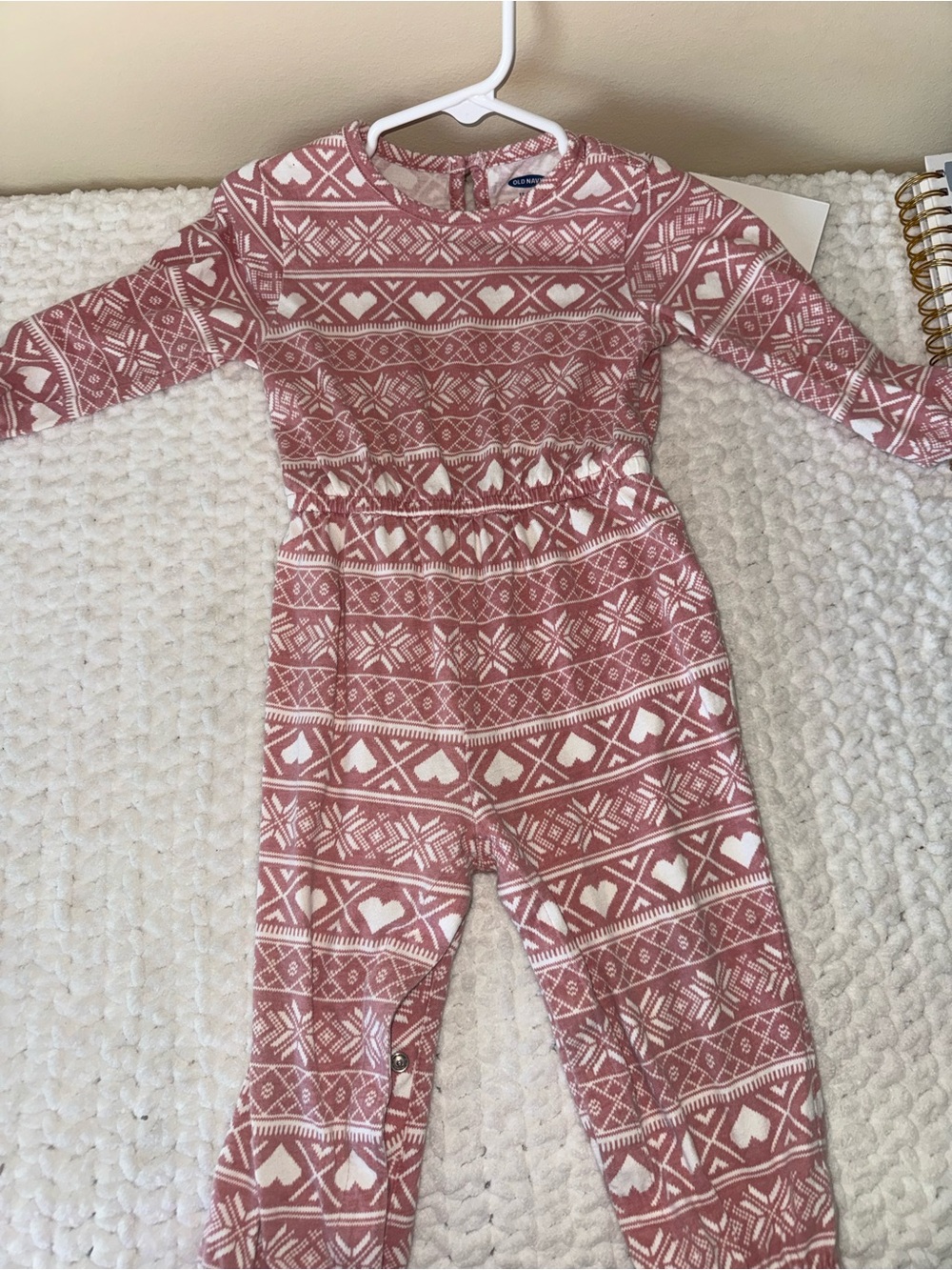 Old Navy Pink and White Fair Isle One-Piece Bodysuit